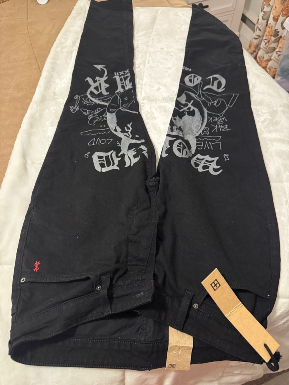 Ksubi Black Distressed Graphic Men Jeans
